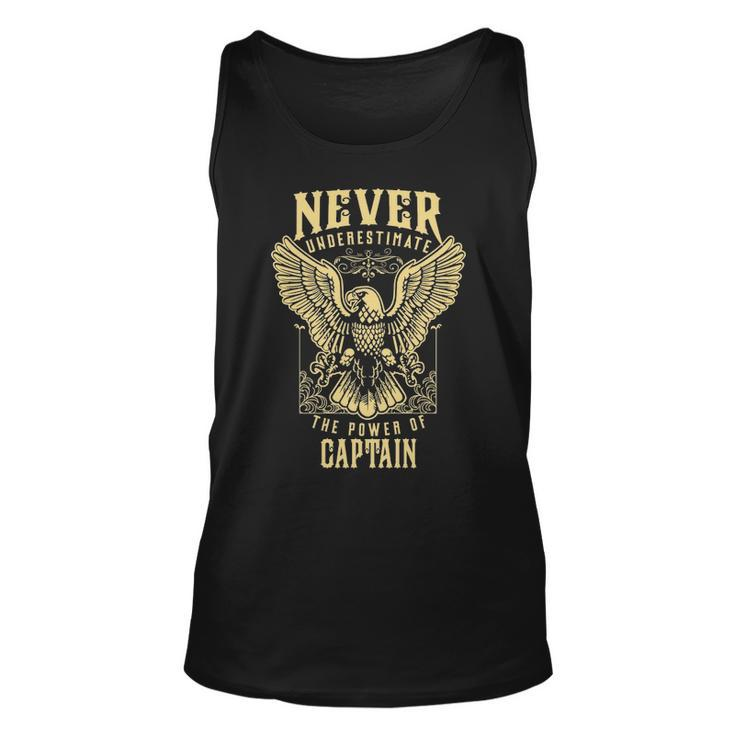 Never Underestimate The Power Of Captain  Personalized Last Name Unisex Tank Top