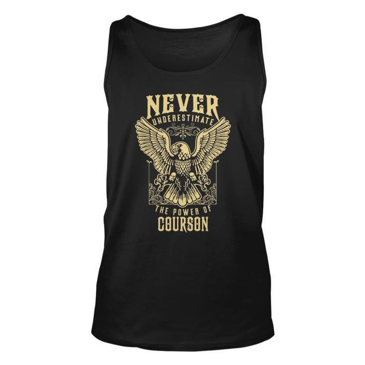 Never Underestimate The Power Of Courson  Personalized Last Name Unisex Tank Top