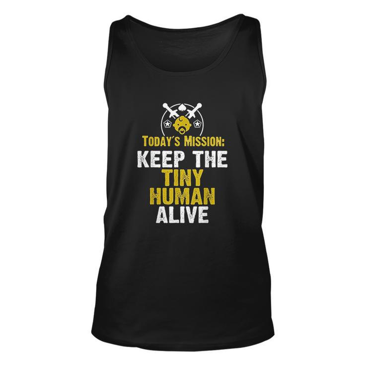 New Dad Military Fathers Day Keep The Tiny Human Alive Men Women Tank Top Graphic Print Unisex