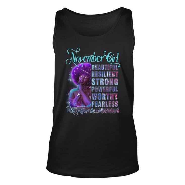 November Queen Beautiful Resilient Strong Powerful Worthy Fearless Stronger Than The Storm Unisex Tank Top