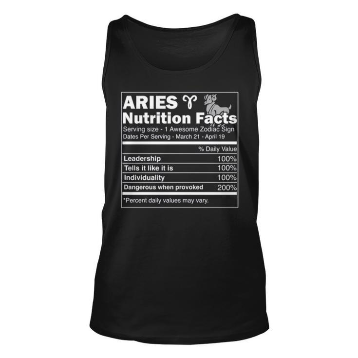 Nutrition Facts Horoscope Zodiac Aries Unisex Tank Top