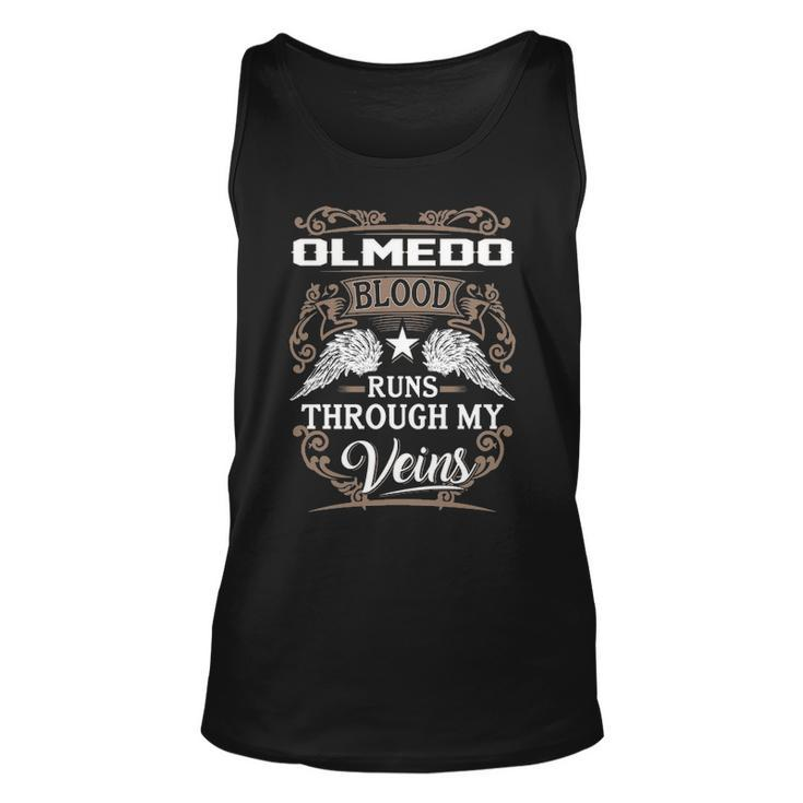 Olmedo Name Gift Olmedo Blood Runs Through My Veins Unisex Tank Top