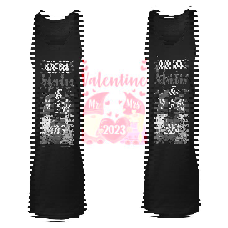Our First Valentine As Mr And Mrs 2023 Hearts Valentines Day  Unisex Tank Top