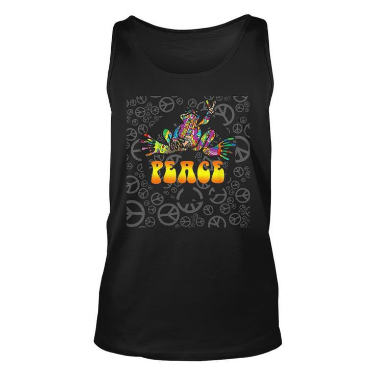 Peace Frog Hippie Vintage Peace Sign Gift V2 Unisex Tank Top