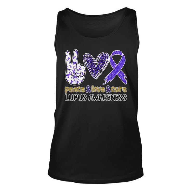 Peace Love Cure Lupus Awareness Purple Ribbon Lupus Support Tank Top