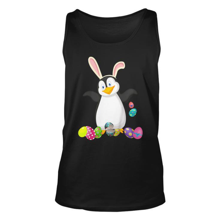 Penguin And Bunny Rabbit Hat Easter Eggs Happy Day T Shirt Unisex Tank Top