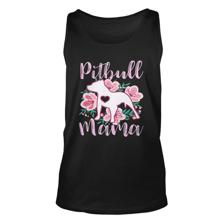 Pitbull Mama Pink Flowers Cute Pit Bull Pretty Mom Gift Men Women Tank Top Graphic Print Unisex
