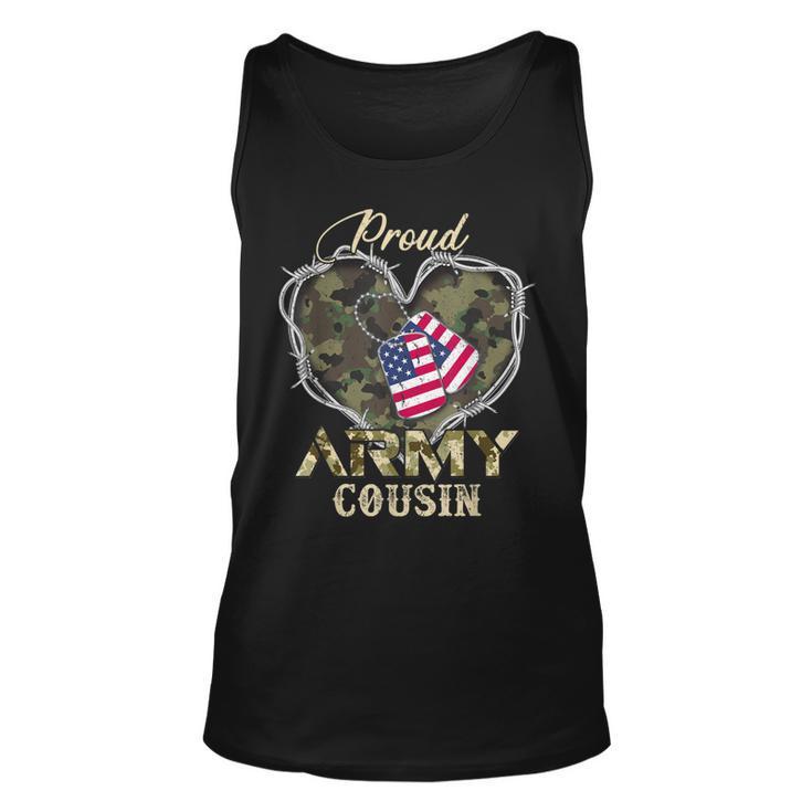 Proud Army Cousin With Heart American Flag For Veteran  Unisex Tank Top