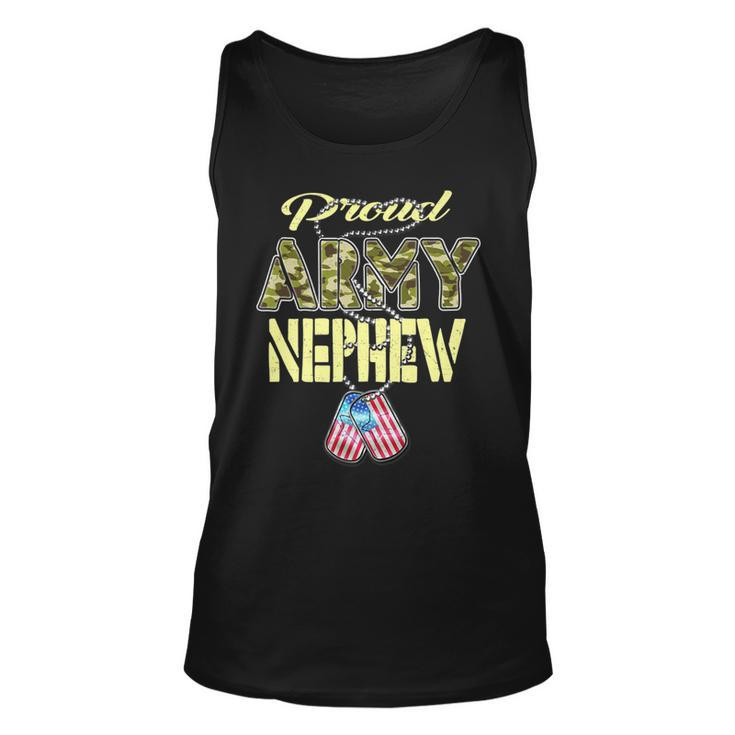 Proud Army Nephew Us Flag Dog Tags Pride Military Family   Unisex Tank Top
