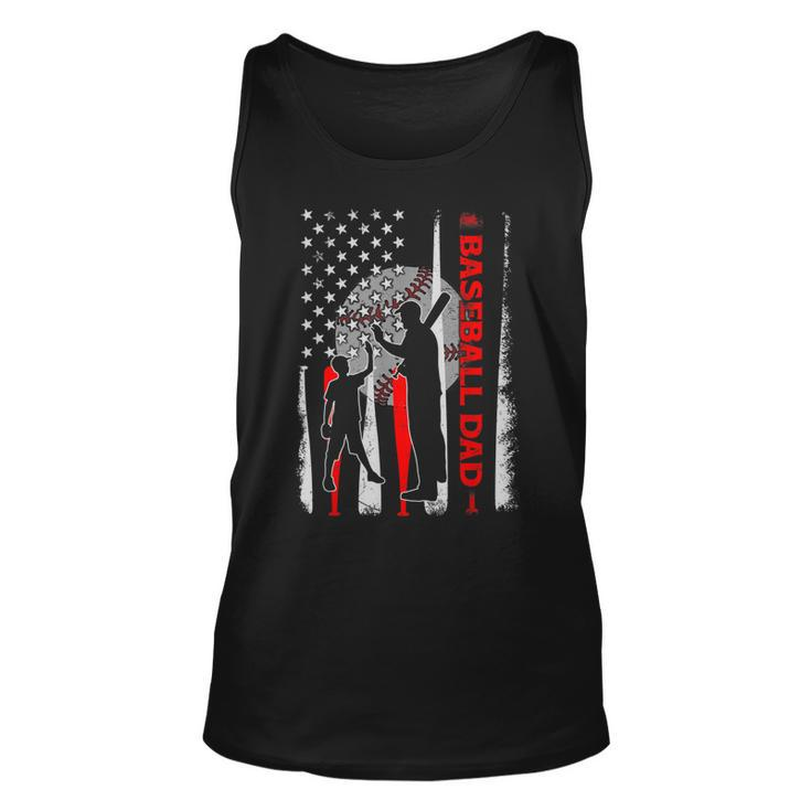 Proud Baseball Dad American Flag Fathers Day  Unisex Tank Top