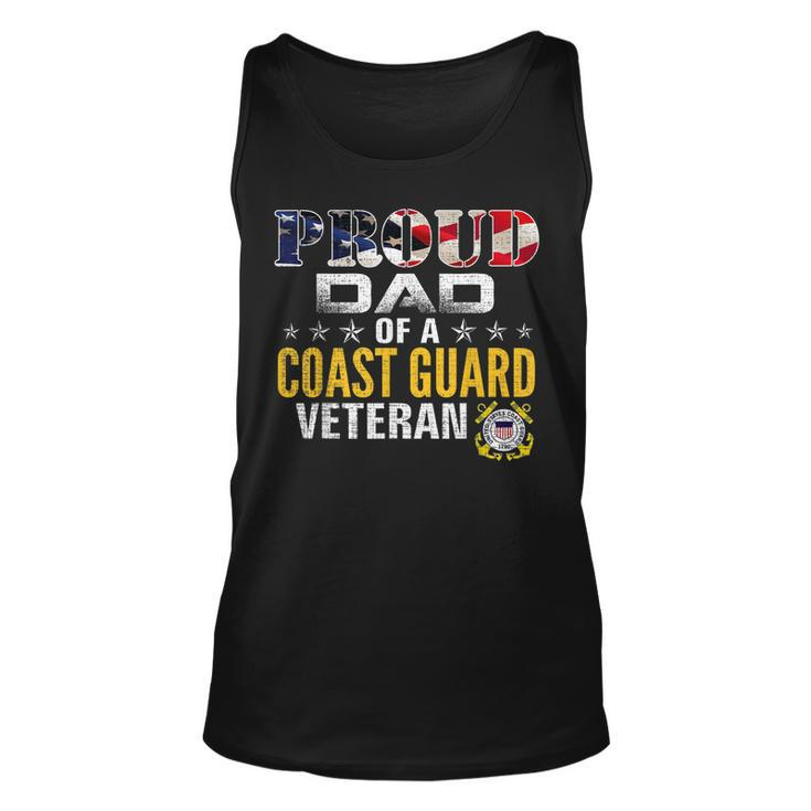 Proud Dad Of A Coast Guard Veteran American Flag Military  Unisex Tank Top