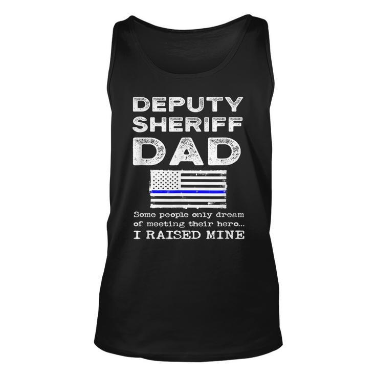 Proud Deputy Sheriff Dad Father Thin Blue Line American Flag  Unisex Tank Top