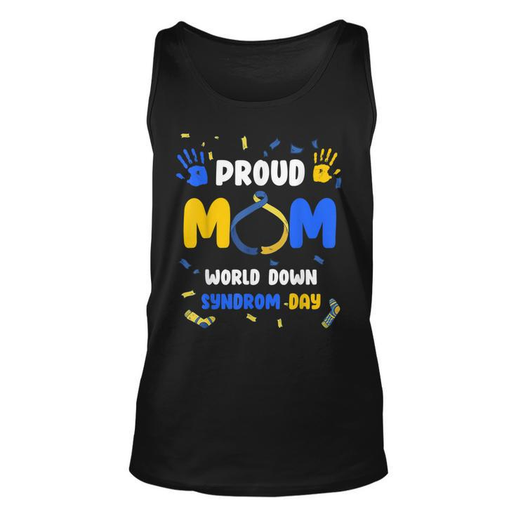Proud Mom T21 World Down Syndrome Awareness Day Ribbon  Unisex Tank Top
