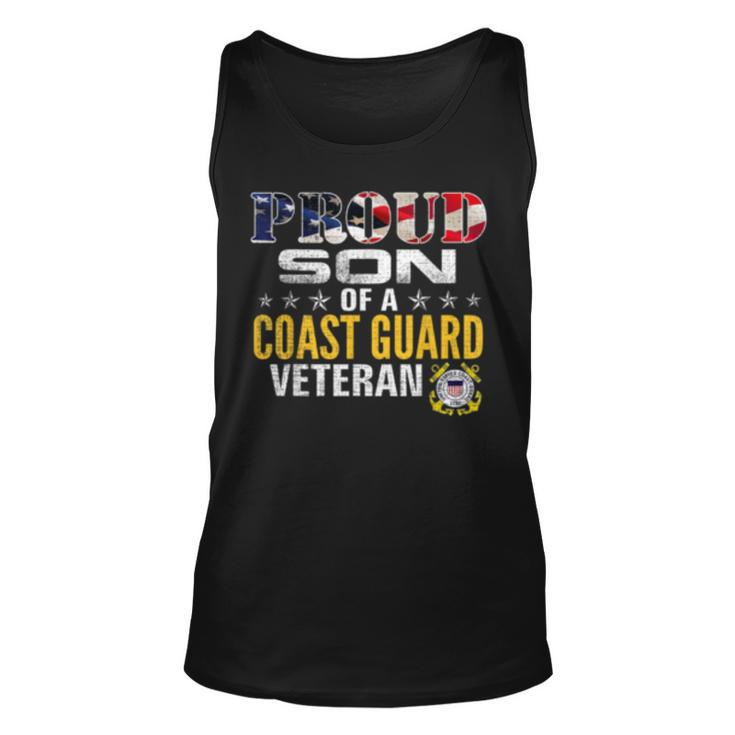 Proud Son Of A Coast Guard Veteran American Flag Military  Unisex Tank Top
