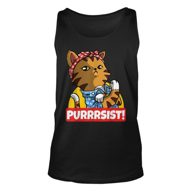 Purrrsist Cat Kitten Lover Funny Strong Girl Pet Owner  Unisex Tank Top