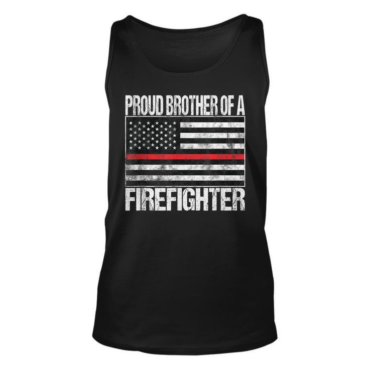Red Line Flag  Proud Brother Of A Firefighter Fireman  Unisex Tank Top