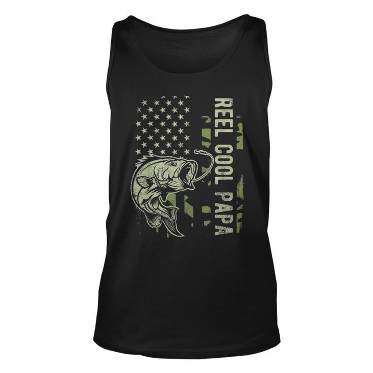 Reel Cool Papa Camouflage American Flag Fathers Day Gift Unisex Tank Top