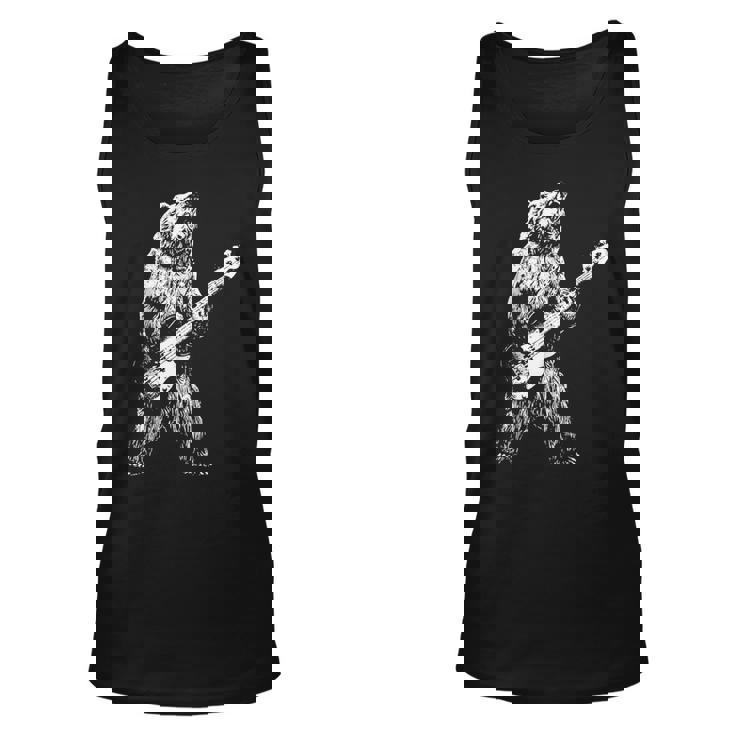 Retro Bear Playing Bass Guitar Bear Guitarist Music Lovers Unisex Tank Top
