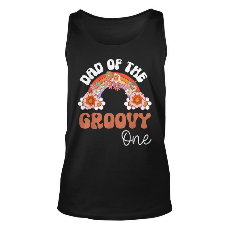 Mens Retro Dad Of Groovy One Matching 1St Birthday Party Tank Top