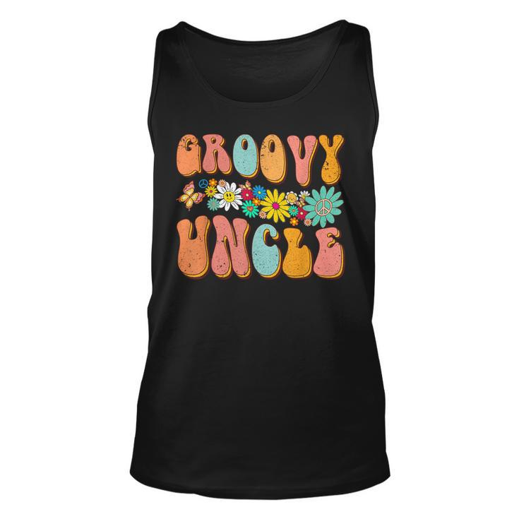 Retro Groovy Birthday Family Matching Cute Groovy Uncle  Unisex Tank Top