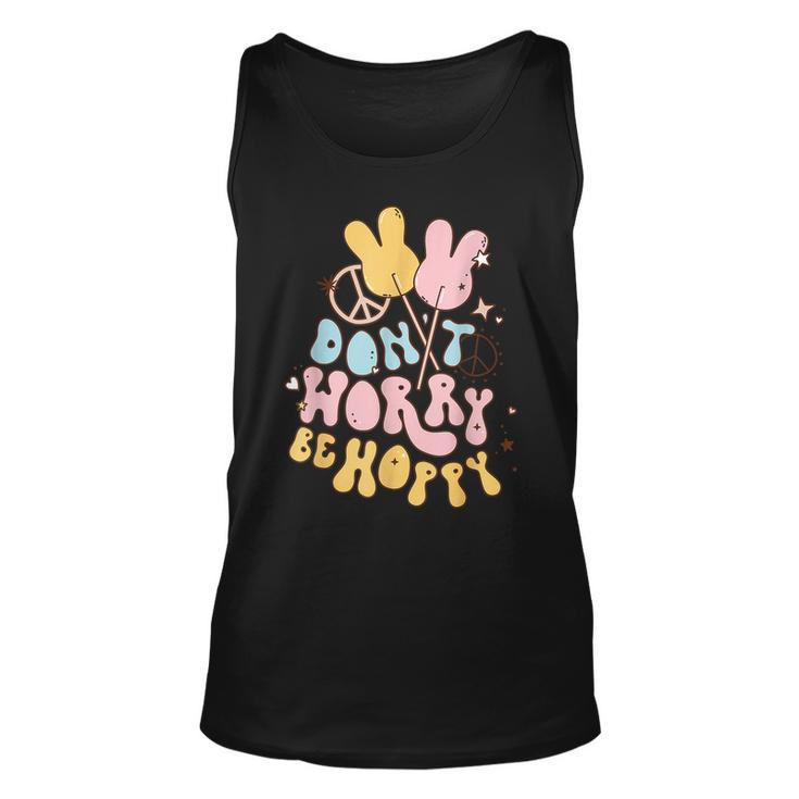 Retro Groovy Easter Bunny Happy Easter Dont Worry Be Hoppy  Unisex Tank Top