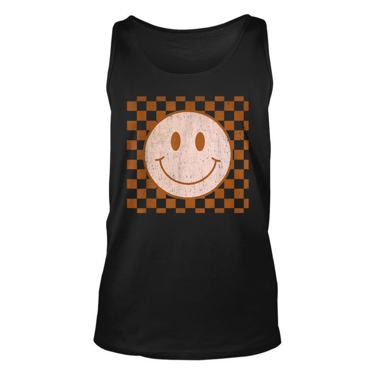 Retro Happy Face  Smile Face Checkered Pattern Trendy  Unisex Tank Top
