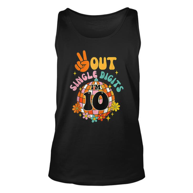 Retro Peace Out Single Digits Im 10 Year Old 10Th Birthday  Unisex Tank Top
