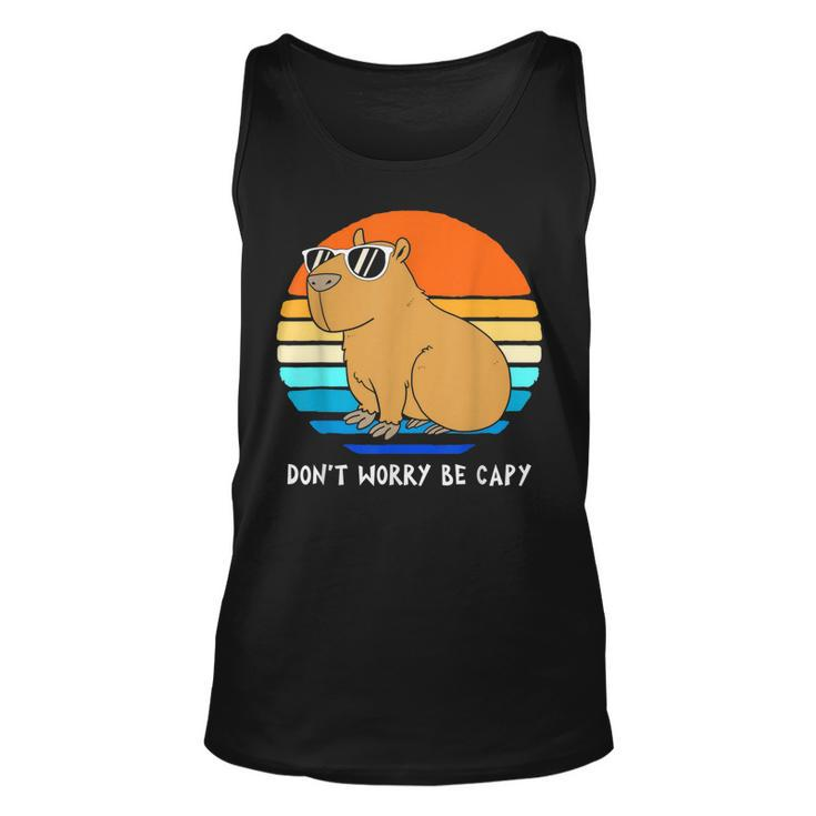 Retro Rodent Funny Capybara Dont Be Worry Be Capy  Unisex Tank Top