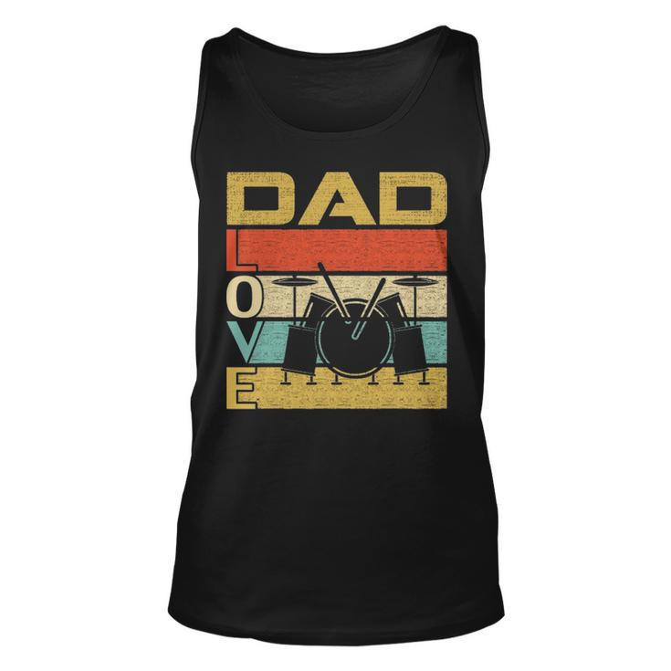 Retro Vintage Dad Love Drums Funny Fathers Day Cool Gift Unisex Tank Top