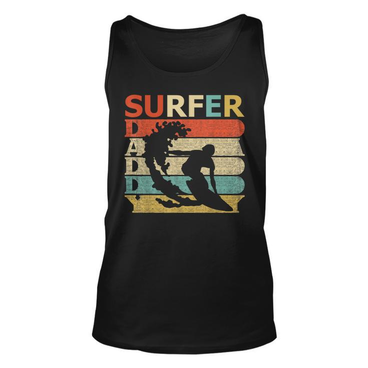 Retro Vintage Daddy Surfer  Funny Surfing Dad Gift Unisex Tank Top
