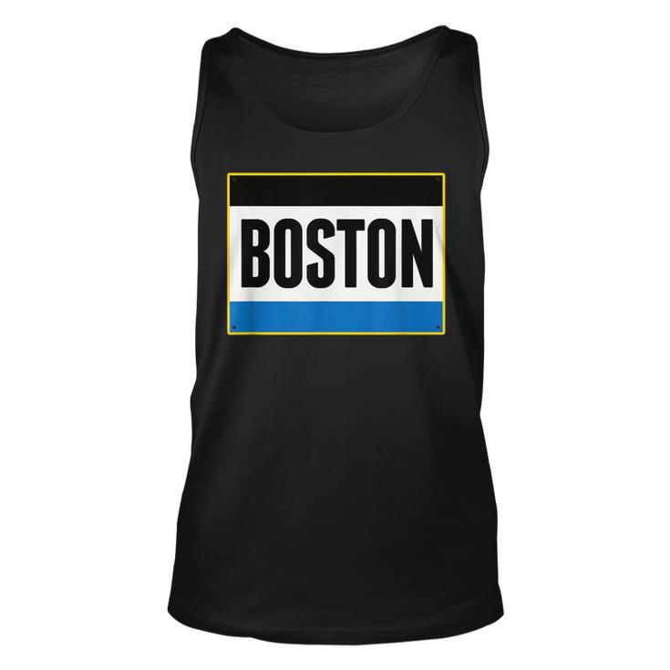 Retro Yellow Boston Massachusetts Ma Running Bib Stencil  Unisex Tank Top