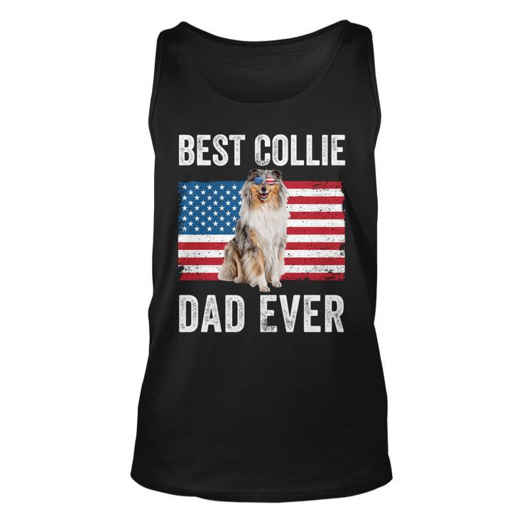 Rough Collie Dad American Flag Collie Dog Lover Owner Funny Men Women Tank Top Graphic Print Unisex