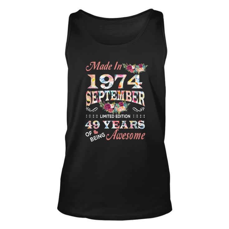 September 1974 Flower 49 Years Of Being Awesome  Unisex Tank Top