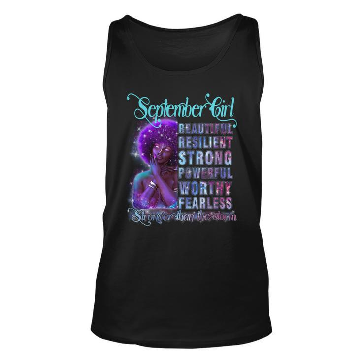 September Queen Beautiful Resilient Strong Powerful Worthy Fearless Stronger Than The Storm Unisex Tank Top