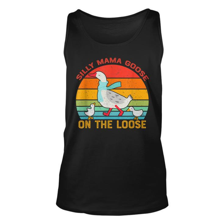 Silly Mama Goose On The Loose Funny Vintage Vibe Goose  Unisex Tank Top