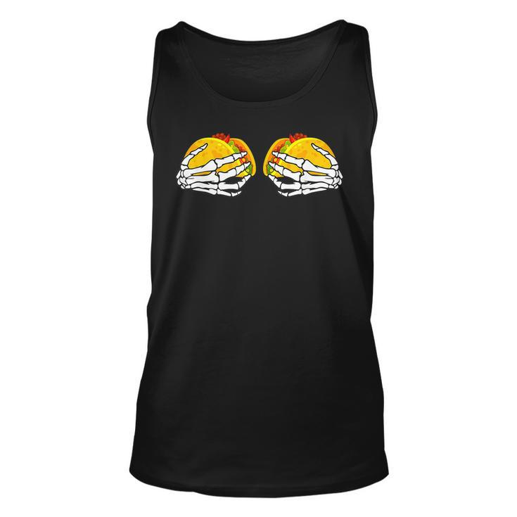 Skeleton Hands On Chest Boobs & Tacos Funny Cinco De Mayo  Unisex Tank Top