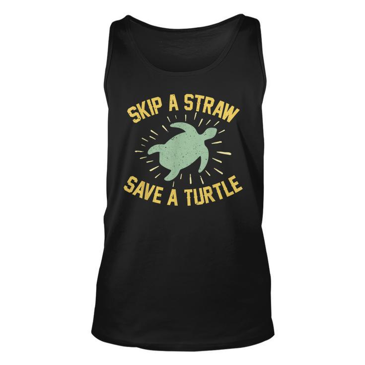Skip A Straw Save A Turtle Reduce Reuse Recycle Earth Day  Unisex Tank Top