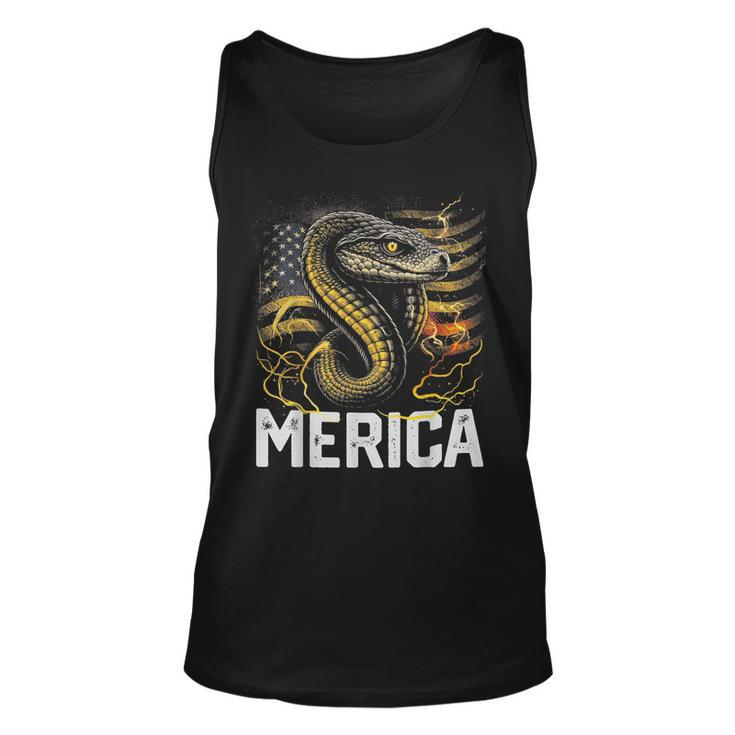 Snake Reptile 4Th Of July American Flag Usa Merica Funny  Unisex Tank Top