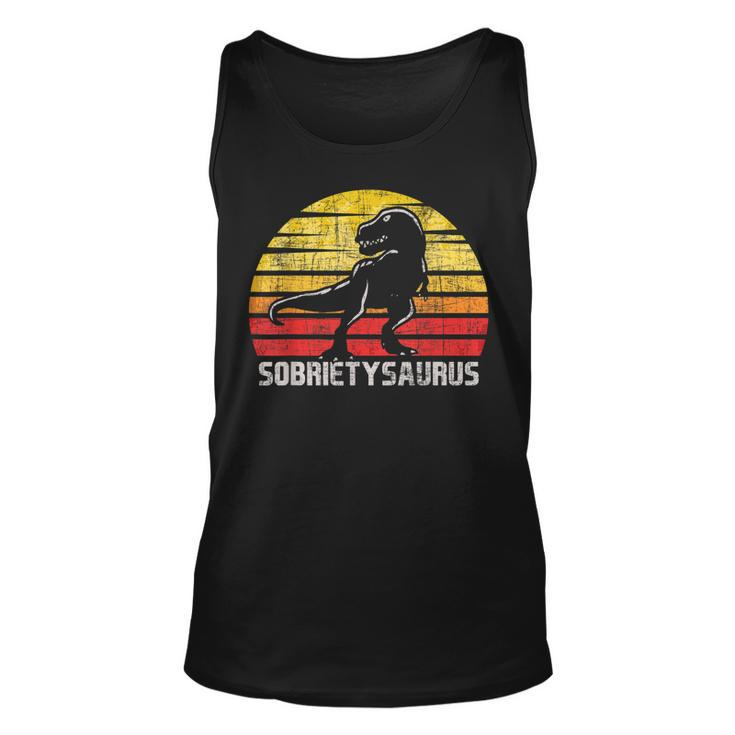 Sobrietysaurus - Sober Sobriety Anniversary Recovery Aa Na  Unisex Tank Top