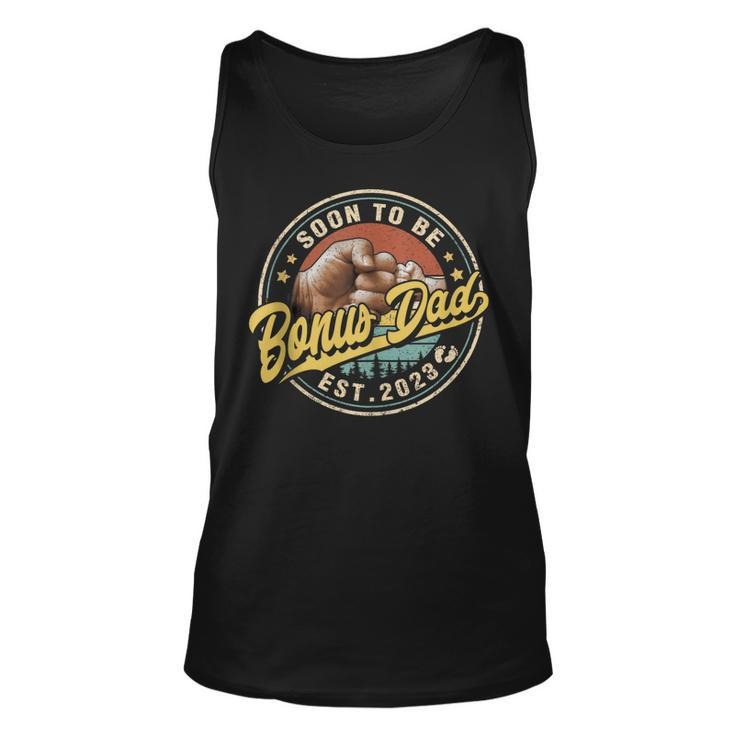 Soon To Be Bonus Dad Est 2023 Fathers Day Gift Pregnancy  Unisex Tank Top