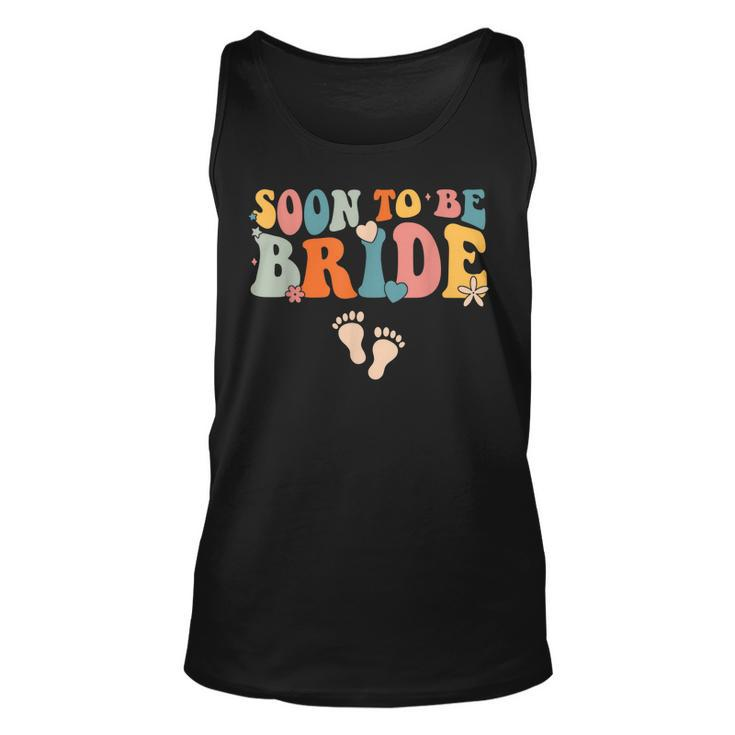 Soon To Be Bride Pregnancy Announcement Retro Groovy Funny  Unisex Tank Top