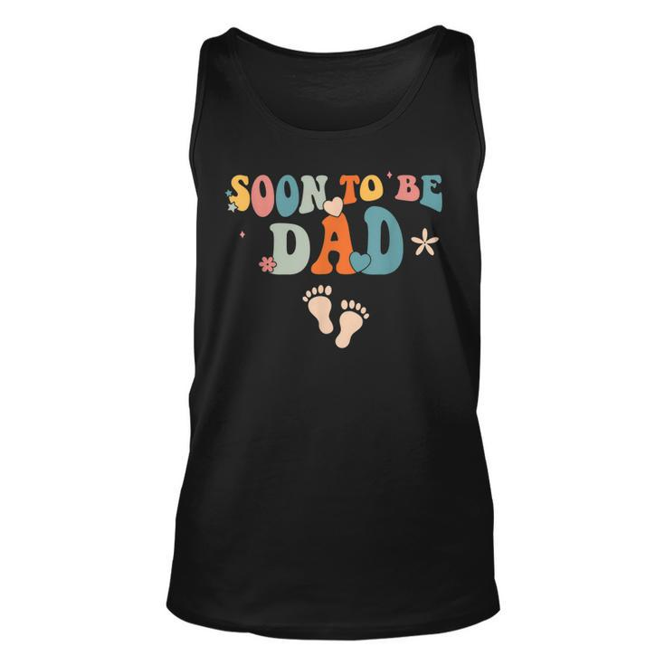Soon To Be Dad Pregnancy Announcement Retro Groovy Funny  Unisex Tank Top