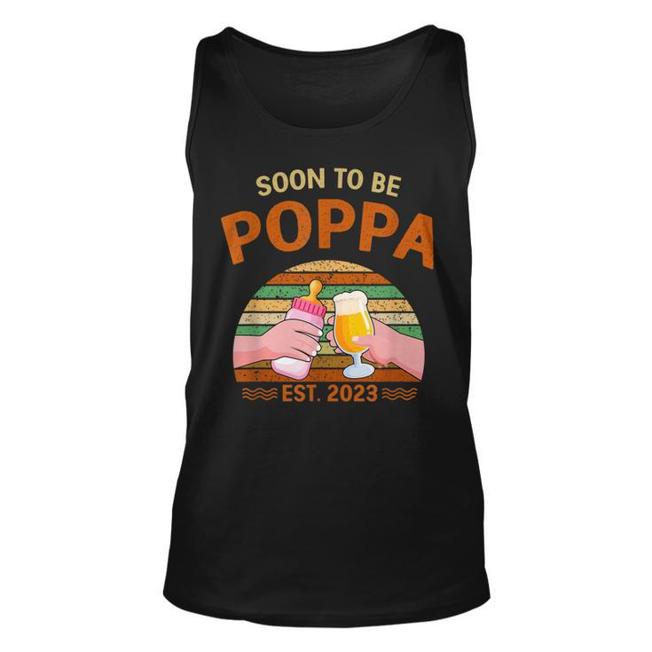Soon To Be Poppa Est 2023 Fathers Day New Dad Vintage  Unisex Tank Top