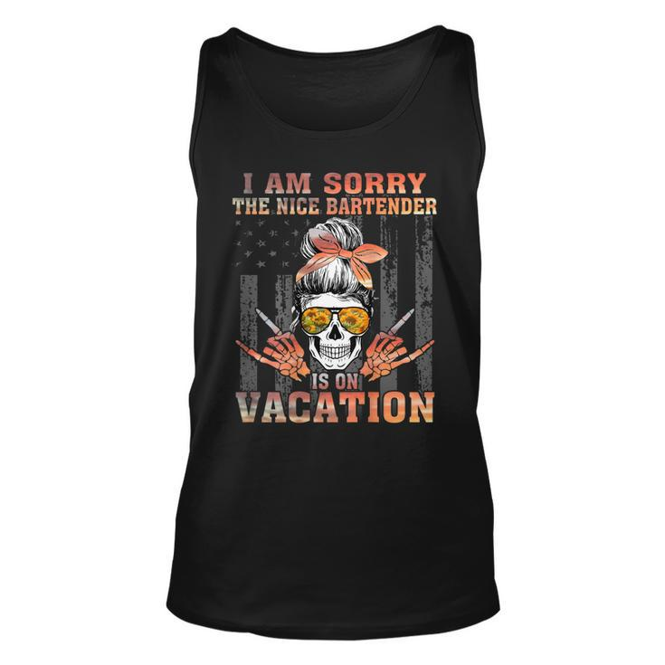 I Am Sorry The Nice Bartender Is On Vacation Skull Girl Flag Tank Top