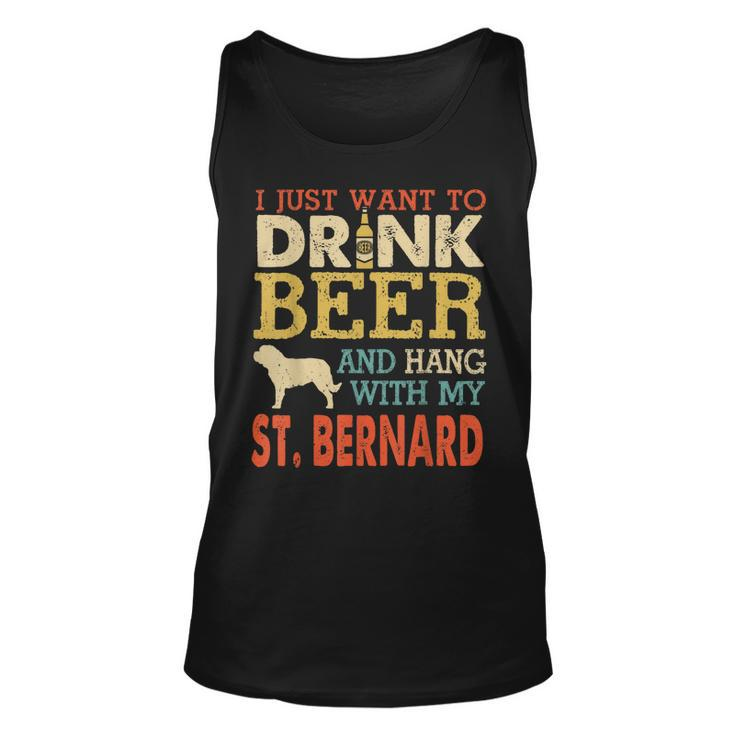 St Bernard Dad Drink Beer Hang With Dog Funny Men Vintage  Unisex Tank Top
