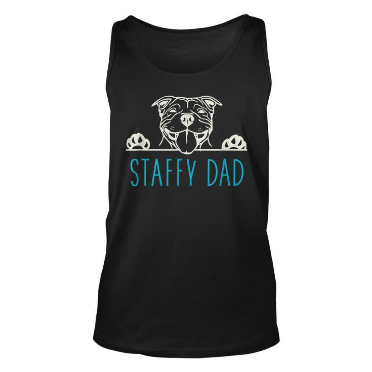 Staffy Dad With Staffordshire Bull Terrier Dog  Unisex Tank Top