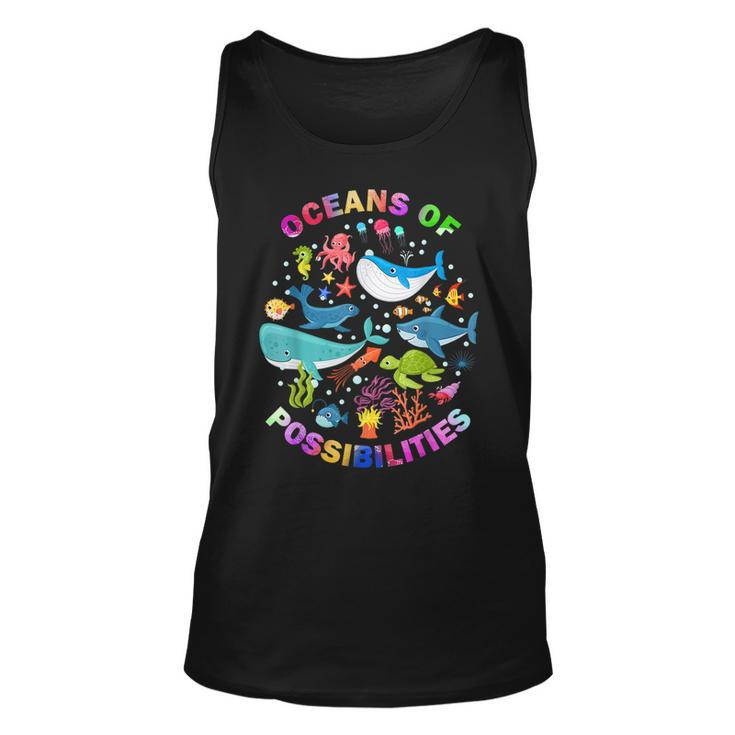 Summer Oceans Of Possibilities Sea Animal Reading Librarian Tank Top