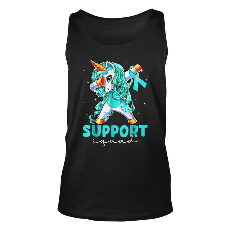 Support Squad Sexual Assault Awareness Teal Unicorn  Unisex Tank Top