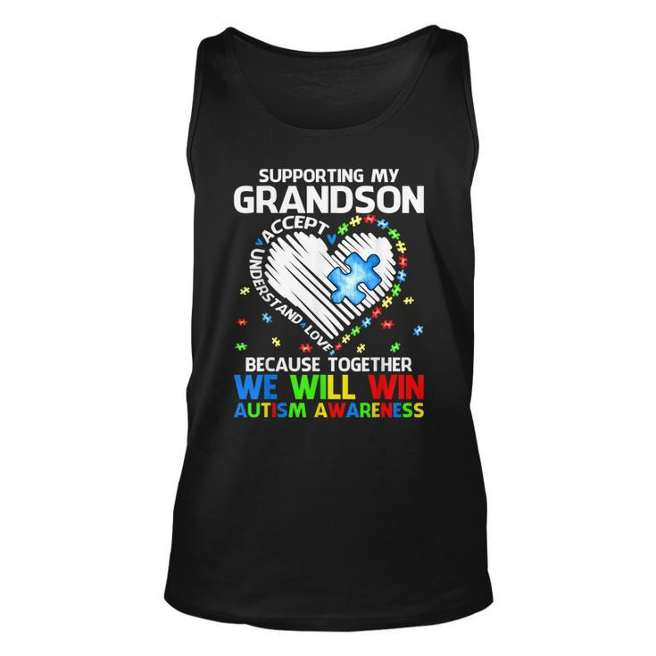 Supporting My Grandson Together We Will Win Autism Awareness Tank Top