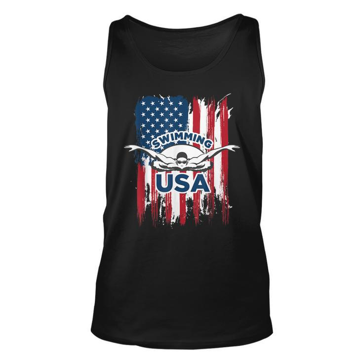 Swimming Usa Support The Team  Usa Flag Pool  Unisex Tank Top